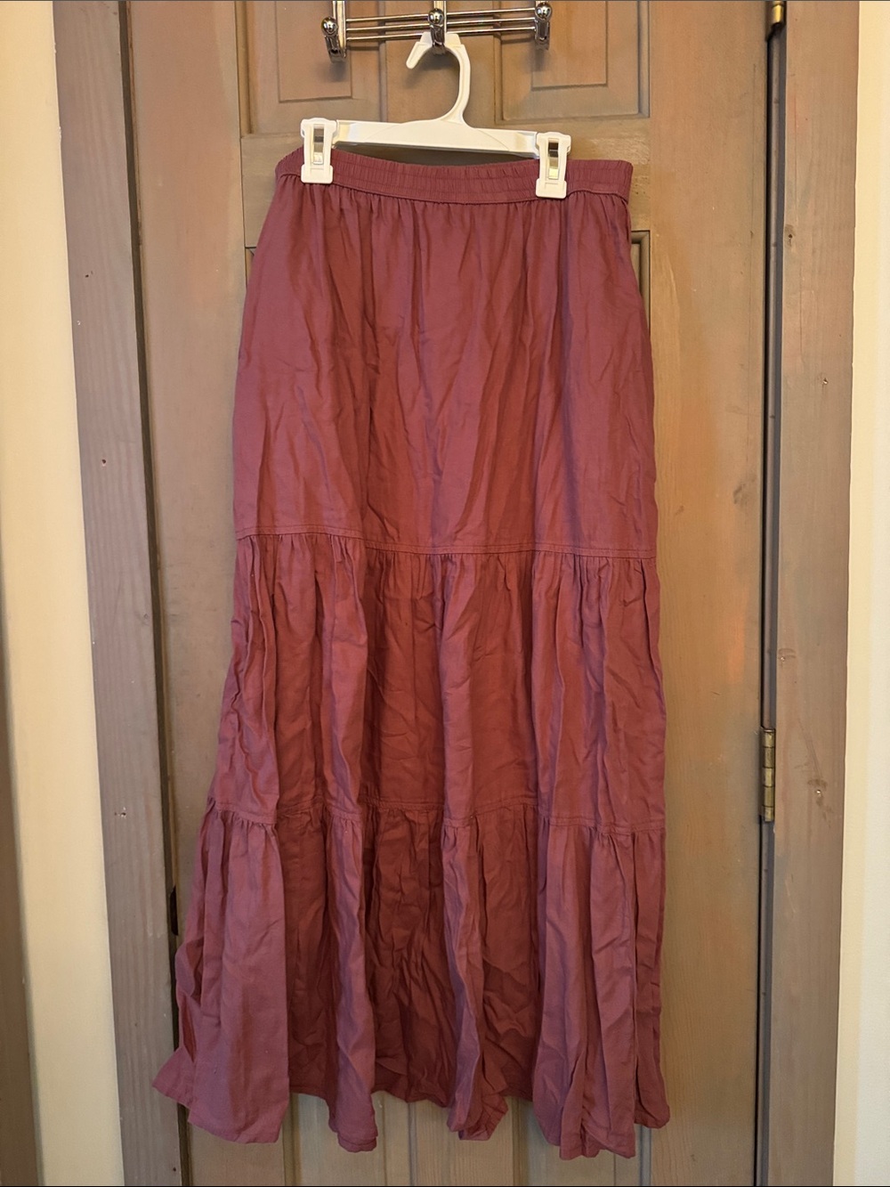 Women's Tiered Maxi Skirt in Dusty Rose